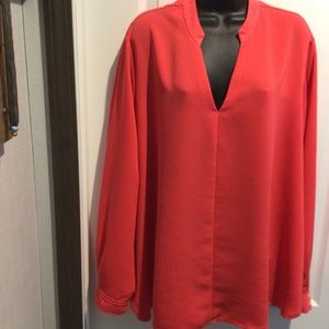 Women’s Lord & Taylor Coral V-Neck Long Sleeve Tunic - Size 3X